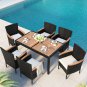7-Piece Outdoor Patio Dining Set, Garden PE Rattan Wicker Dining Table and Chairs Set