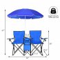 Portable Folding Picnic Double Chair Umbrella Set Height Adjustable Waterproof Polyester Fabric