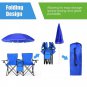 Portable Folding Picnic Double Chair Umbrella Set Height Adjustable Waterproof Polyester Fabric