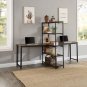 Home Office Two Person Computer Desk with Shelves, Extra Large Double Workstations Office Desk