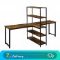 Home Office Two Person Computer Desk with Shelves, Extra Large Double Workstations Office Desk
