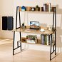 Large Wooden Desktop Computer Desk Office Desk Multi-Layer Computer Laptop Desk Workstation