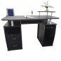 Integrated Melamine Board Computer Desk with Drawers Black