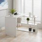 White Corner Computer Desk Rotating L Shape