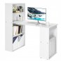Computer Desk Writing Workstation Office w/6-Tier Storage Shelves White/Black CB10301