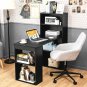 Computer Desk Writing Workstation Office w/6-Tier Storage Shelves White/Black CB10301