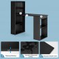 Computer Desk Writing Workstation Office w/6-Tier Storage Shelves White/Black CB10301