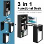 Computer Desk Writing Workstation Office w/6-Tier Storage Shelves White/Black CB10301