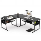 Modern L-Shaped Desk with Bookshelf, 67 inch Double Corner Computer Office Desk Workstation
