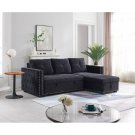 Sectional sofa with pulled out bed, 2 seats sofa and reversible chaise with storage