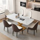 Sintered stone dinning table with 6 pcs Chairs ,Carrara white color , Modern Dinning table