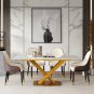 Sintered stone dinning table with 6 pcs Chairs ,Carrara white color , Modern Dinning table