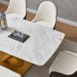 Sintered stone dinning table with 6 pcs Chairs ,Carrara white color , Modern Dinning table