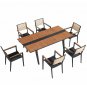 Patio Dining Set, 7 Pieces Outdoor Dining Chairs with Teak Solid Wood Tabletop