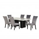 7-piece Dining Table Set with 1 Faux Marble Dining Rectangular Table and 6 Upholstered-Seat Chairs