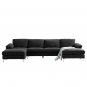 Modern design convertible sectional sofa black fabric