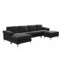 Modern design convertible sectional sofa black fabric