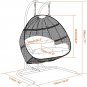 Charcoal Wicker Hanging Two Seat Swing Chair with Stand w/ Dusty Blue Seat Cushion