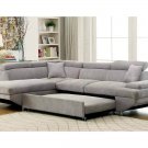 Living Room Furniture Sectional Gray Color Fabric Sectional w Pull out Bed Cushion Couch