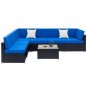 Fully Equipped Weaving Rattan Sofa Set with 2pcs Middle Sofas & 4pcs Single Sofas