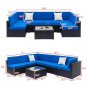 Fully Equipped Weaving Rattan Sofa Set with 2pcs Middle Sofas & 4pcs Single Sofas