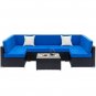 Fully Equipped Weaving Rattan Sofa Set with 2pcs Middle Sofas & 4pcs Single Sofas