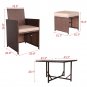 9pcs Corner Rattan Dining Set Garden Sofa Furniture with Tempered Glass Table Patio Furniture Set
