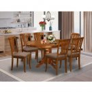 Brown 7pcs Oval Table with Leaf and 6 Dining Chairs