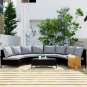 5 Pcs All-Weather Brown PE Rattan Wicker Sofa Set Outdoor Patio Sectional Furniture Set