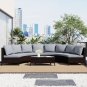 5 Pcs All-Weather Brown PE Rattan Wicker Sofa Set Outdoor Patio Sectional Furniture Set