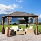12' x 10' Outdoor Hardtop Canopy Patio Gazebo with Steel Roof, Aluminum Frame
