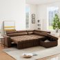 Sectional Sofa Bed Suede for Living Room Sleeper Sofa Set Modern L Shaped Comfortable Large Sofa