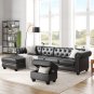 116" Chesterfield Sectional Sofa Set, PU Leather 4-Seat Living Room Set, L-Shape Nailhead Couch