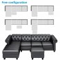 116" Chesterfield Sectional Sofa Set, PU Leather 4-Seat Living Room Set, L-Shape Nailhead Couch