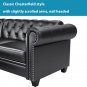116" Chesterfield Sectional Sofa Set, PU Leather 4-Seat Living Room Set, L-Shape Nailhead Couch