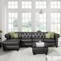 116" Chesterfield Sectional Sofa Set, PU Leather 4-Seat Living Room Set, L-Shape Nailhead Couch