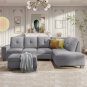 Reversible Sectional Sofa Space Saving with Storage Ottoman Rivet Ornament L-shape Couch
