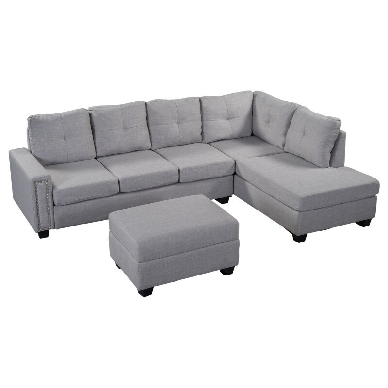 Reversible Sectional Sofa Space Saving with Storage Ottoman Rivet ...