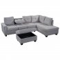 Reversible Sectional Sofa Space Saving with Storage Ottoman Rivet Ornament L-shape Couch