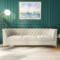 82 Inch Button Tufted Chesterfield Sofa Sectional Sofa Velvet Upholstered 3 Seater Couch