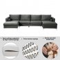Sectional Sofa with Two Pillows, U-Shape Upholstered Couch with Modern Elegant Velvet
