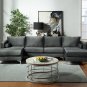 Sectional Sofa with Two Pillows, U-Shape Upholstered Couch with Modern Elegant Velvet