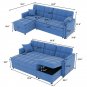 Modern Linen Sofa Bed With Storage Sleep Function 3 Seater L Shape Lounge Sofa for Living Room