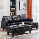 L-shaped Faux Leather Sofa Variable Combination Three-Seater Indoor Sofa with Ottoman