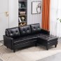 L-shaped Faux Leather Sofa Variable Combination Three-Seater Indoor Sofa with Ottoman