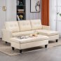 L-shaped Faux Leather Sofa Variable Combination Three-Seater Indoor Sofa with Ottoman