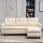 L-shaped Faux Leather Sofa Variable Combination Three-Seater Indoor Sofa with Ottoman