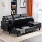 L-shaped Faux Leather Sofa Variable Combination Three-Seater Indoor Sofa with Ottoman