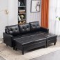 L-shaped Faux Leather Sofa Variable Combination Three-Seater Indoor Sofa with Ottoman