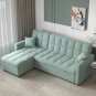 L Shape Linen Sofa Bed With Storage Sleep Function 3 Seater Modern Lounge Sofa